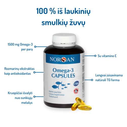 Omega-3 Capsules, kapsulės, 120 vnt. - Image 3