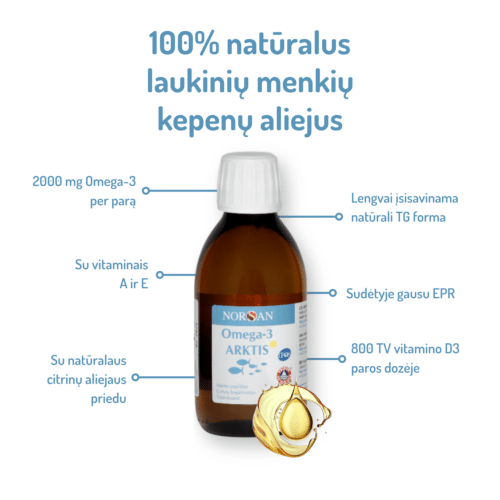 Omega-3 Arktis su vitaminu D ir citrinos skoniu, aliejus, 200ml - Image 4