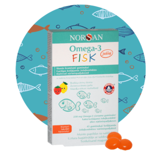 Omega-3 FISK Jelly, želatininės pastilės, 45 arba 120 vnt.