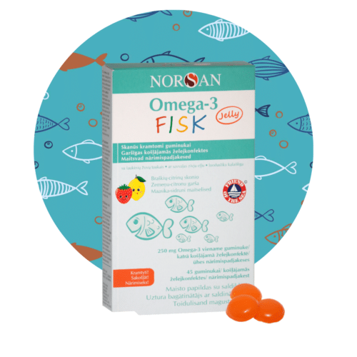 Omega-3 FISK Jelly, želatininės pastilės, 45 arba 120 vnt.