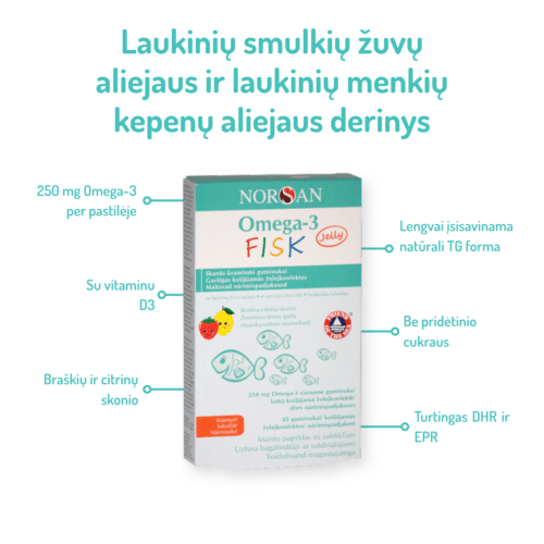Omega-3 FISK Jelly, želatininės pastilės, 45 arba 120 vnt. - Image 4
