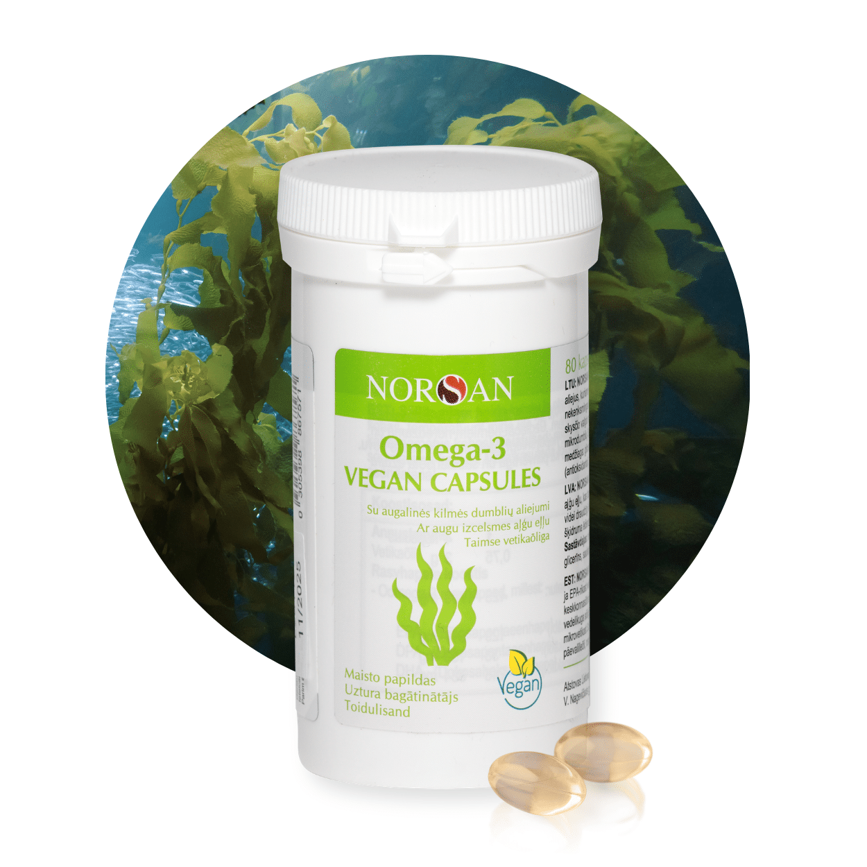 Omega-3 Vegan, kapsulės, 80 vnt.