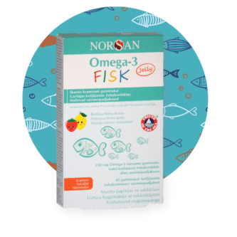 Omega-3 FISK Jelly, želatininės pastilės, 45 arba 120 vnt.