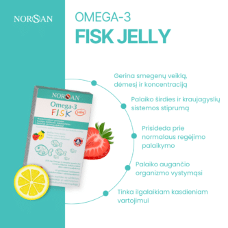 Omega-3 FISK Jelly, želatininės pastilės, 45 arba 120 vnt.