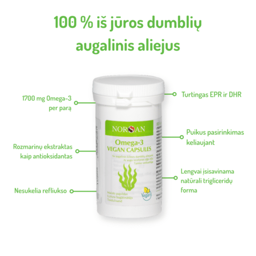 Omega-3 Vegan, kapsulės, 80 vnt. - Image 4