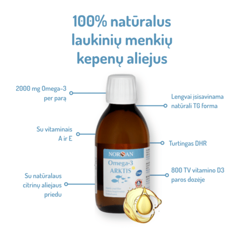 Omega-3 Arktis su vitaminu D ir citrinos skoniu, aliejus, 200ml - Image 4