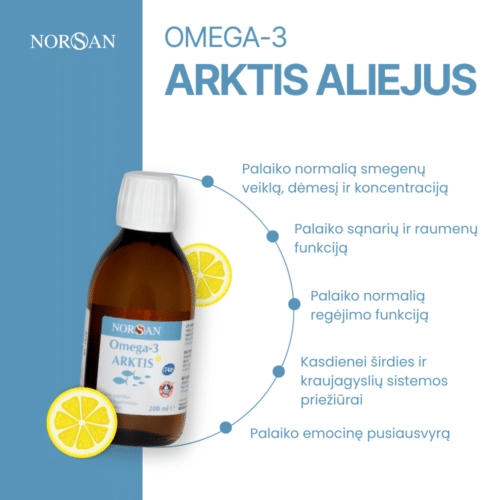Omega-3 Arktis su vitaminu D ir citrinos skoniu, aliejus, 200ml - Image 3